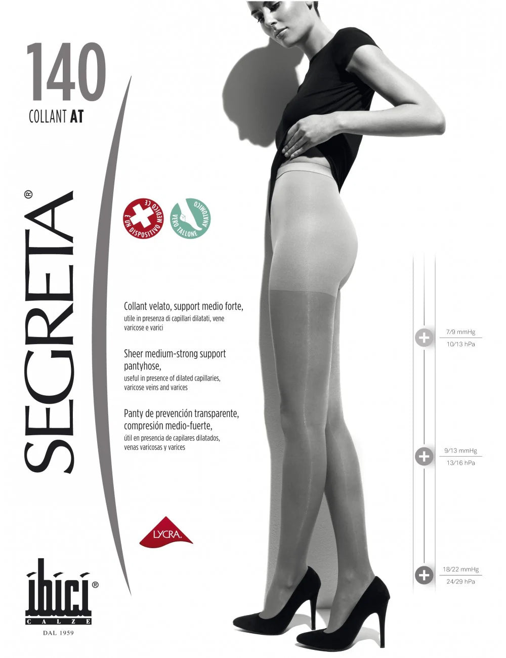 Panty Ibici Segreta 140 DEN | Compresión Graduada 18-22 mmHg/15-20 mmHg