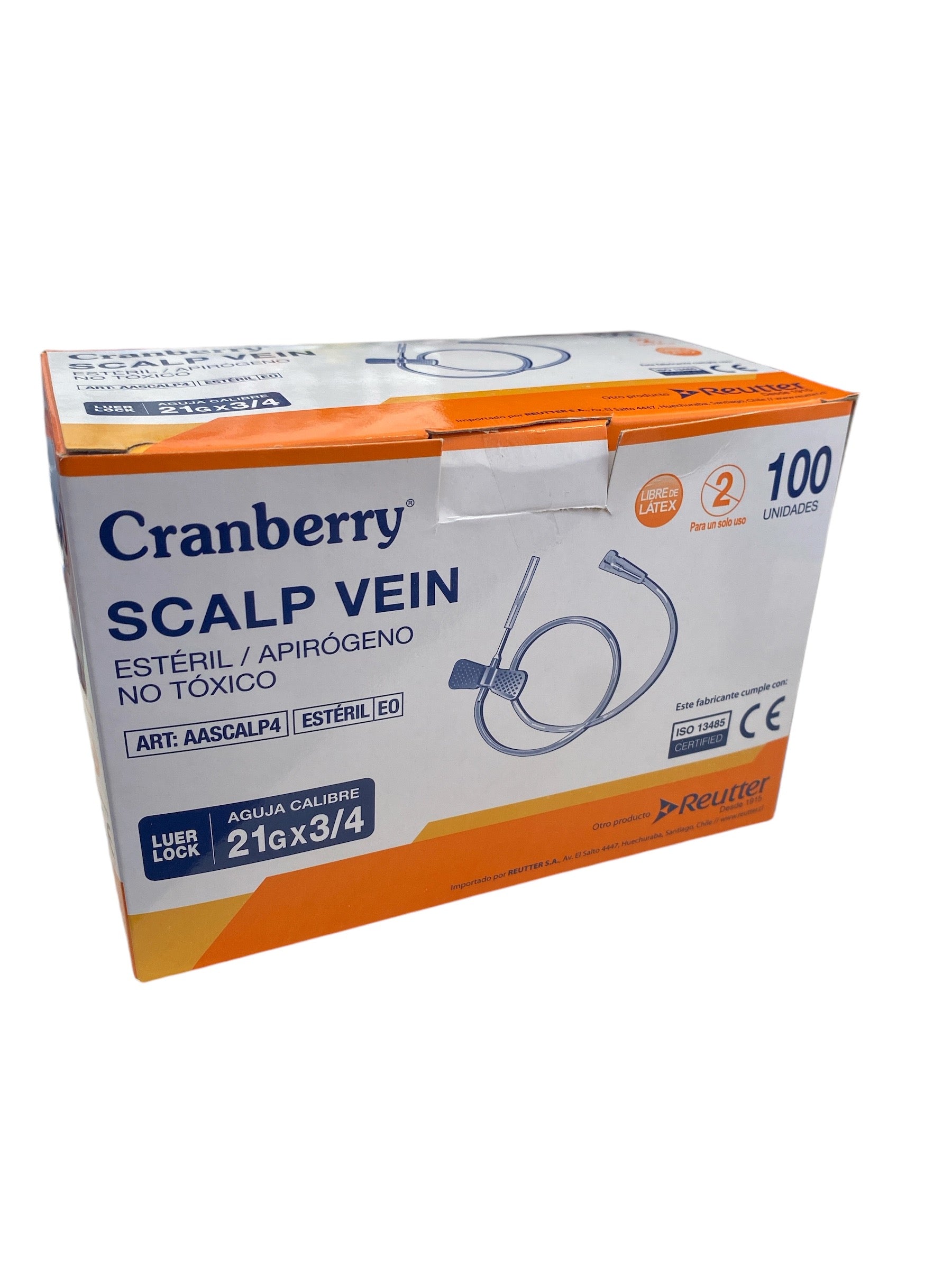 Scalp Vein 21g x 3/4  (mariposa) Cranberry