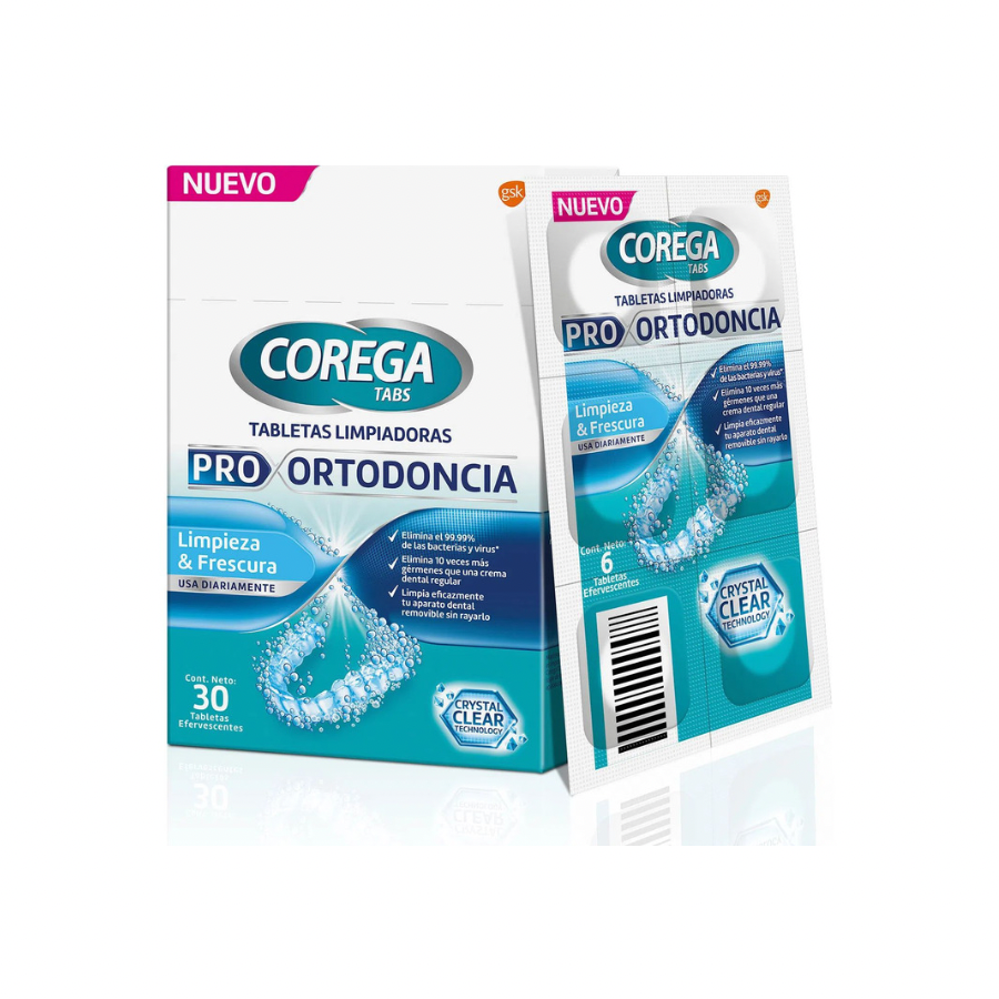 Corega Tabletas Limpiadoras Dental Pro Ortodoncia x30