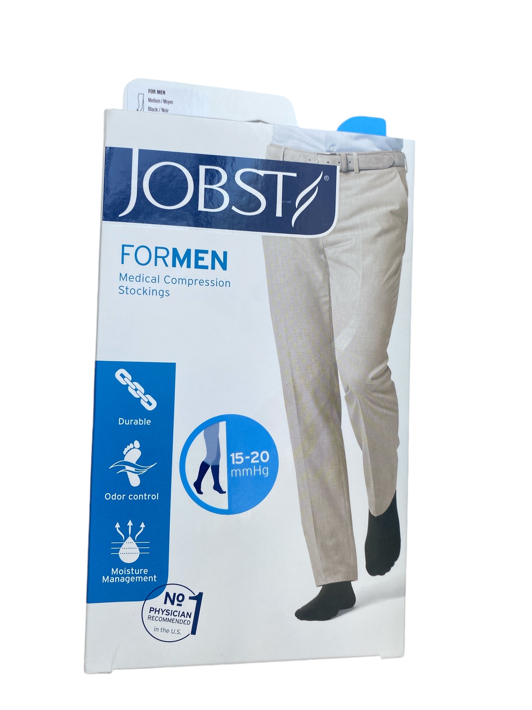 Jobst For-Men | Rodilla | Compresión Baja 15-20 mmHg | Color Negro