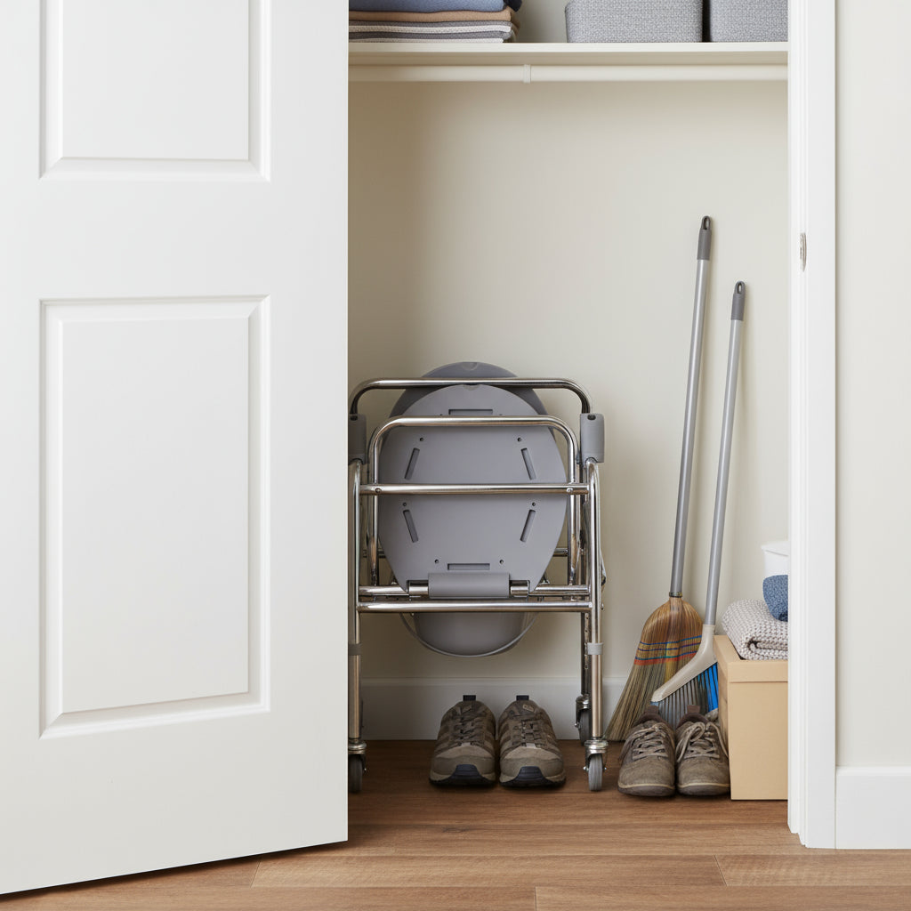 Silla WC Baño Portatil  Plegable | con Ruedas | New Leader