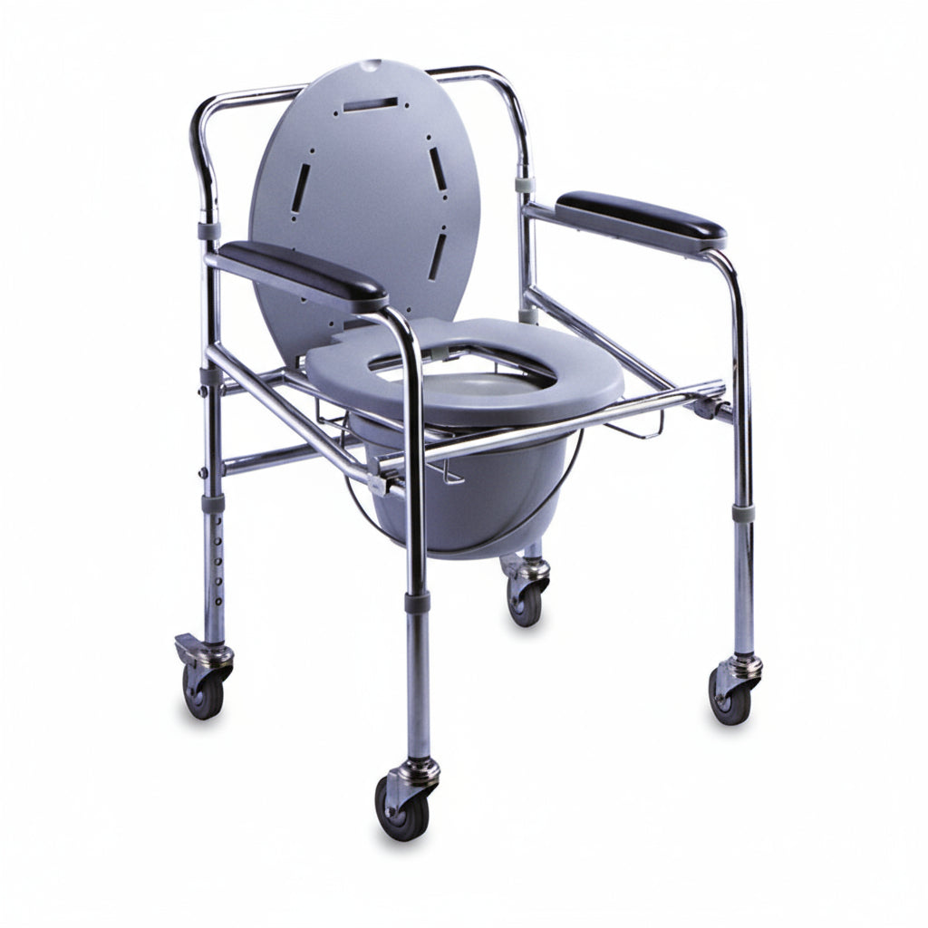 Silla WC Baño Portatil  Plegable | con Ruedas | New Leader