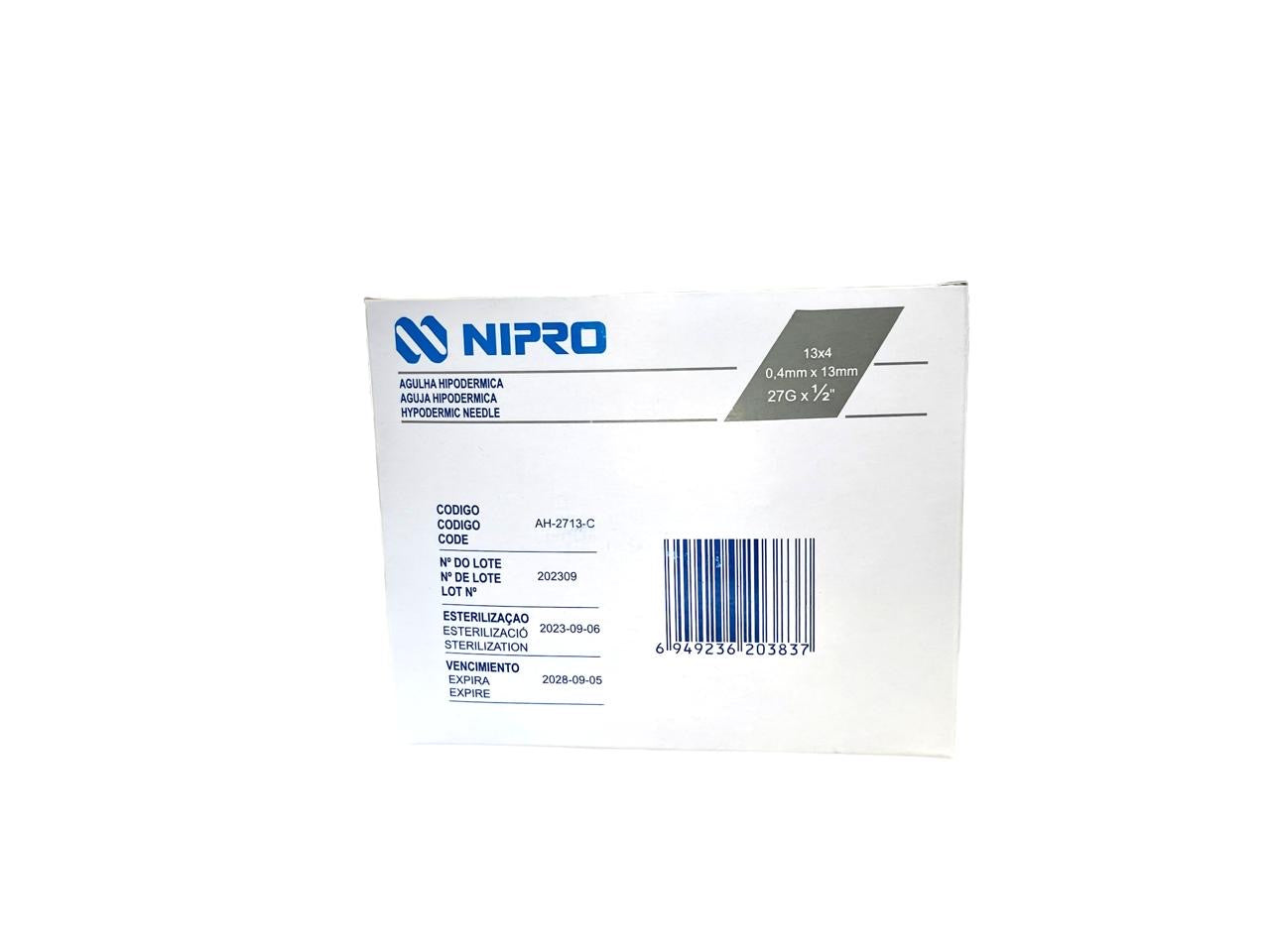 Aguja Hipodérmica 27G x 1/2" Nipro 1 Unidad o caja de  100 unidades