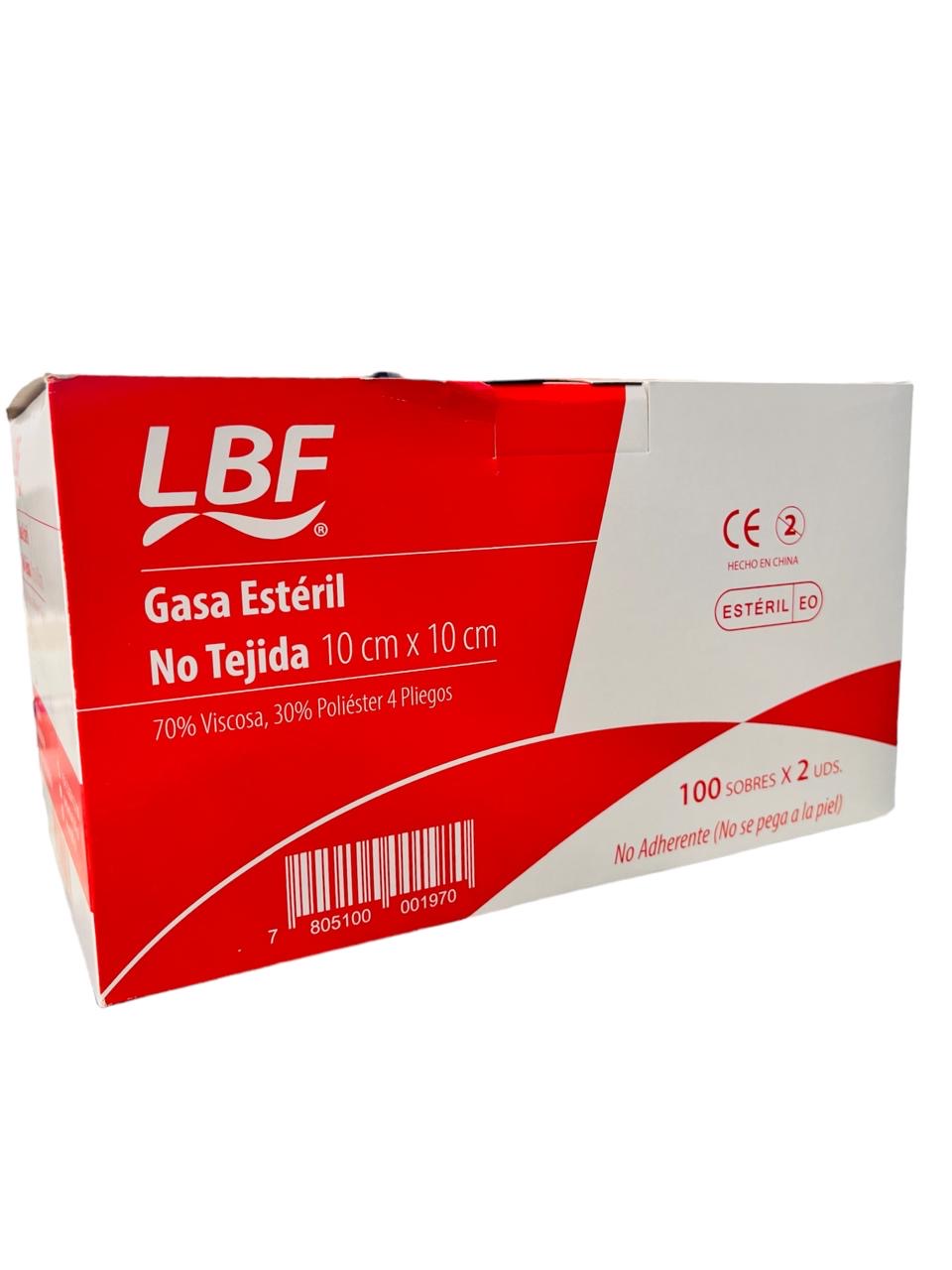 Gasa Estéril No Tejida | 10 x 10 cm x 2 unidades | LBF | Unidad o caja de 100 UN