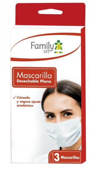 Mascarilla Desechable Plana x 3 Unidades Family Set