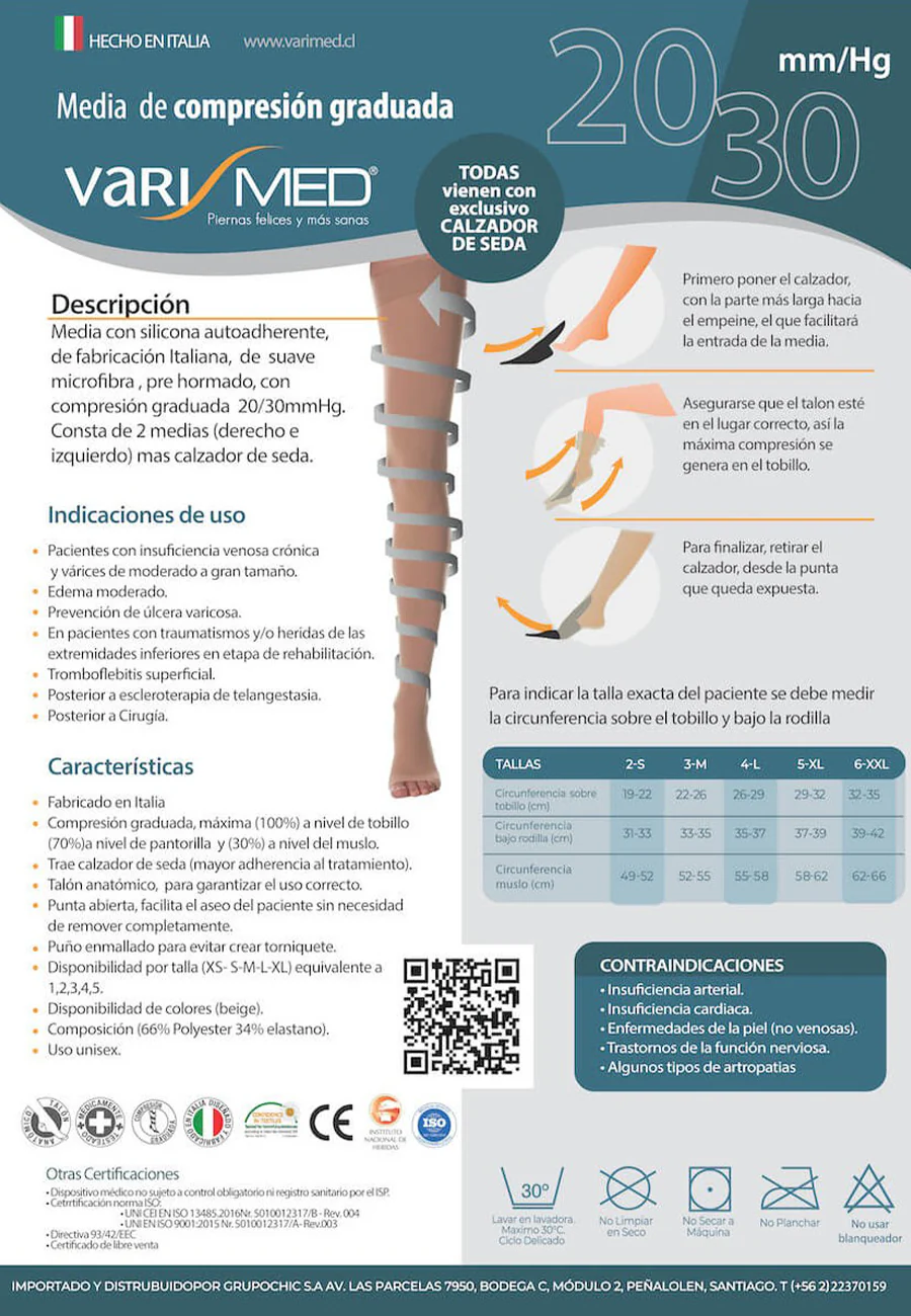 Media Varimed Hasta el Muslo | Compresión Graduada 20-30 mmHg  | c/ Calzador | 280 DEN
