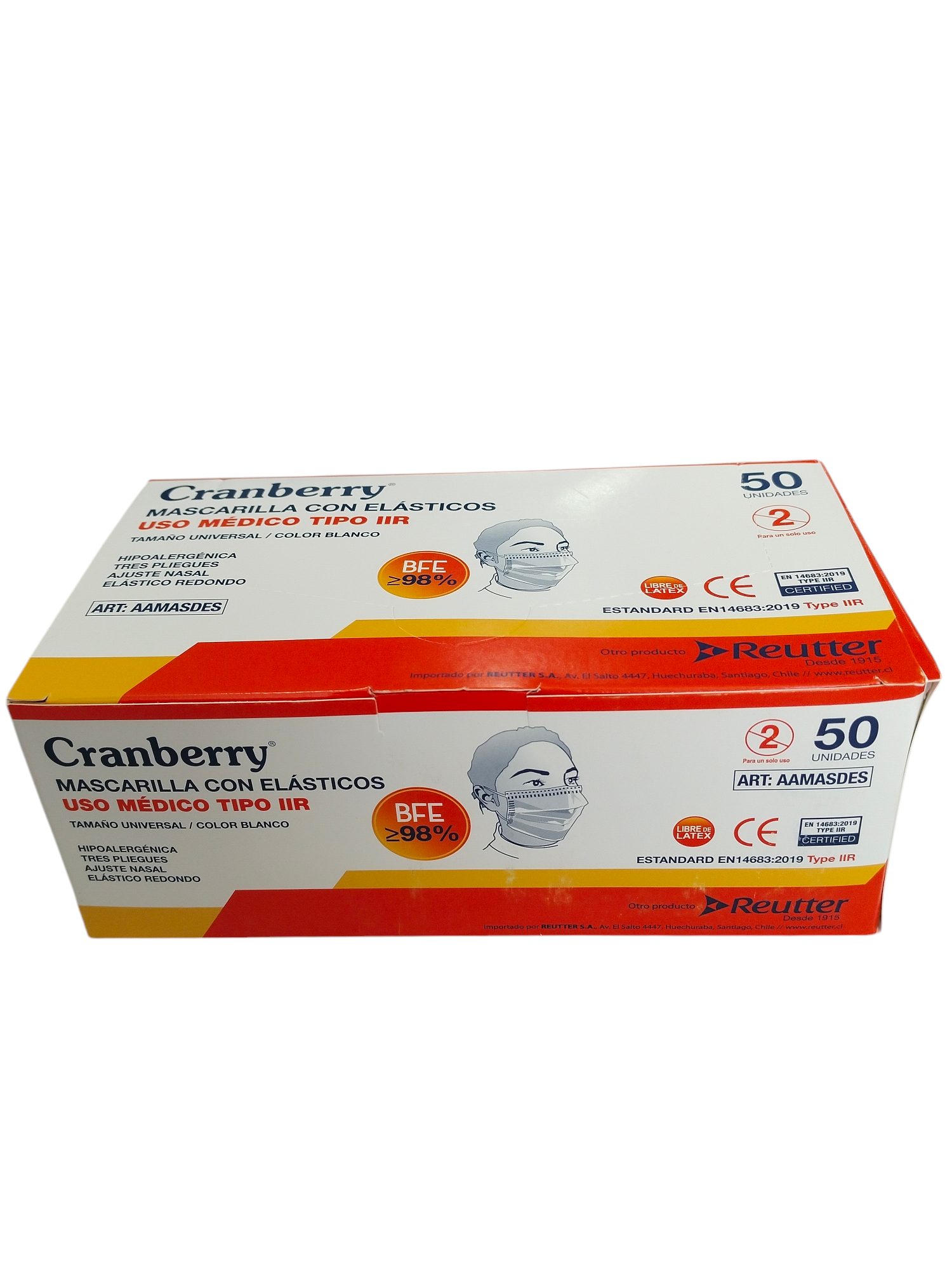 Mascarilla Con Elastico-Cranberry-50UN