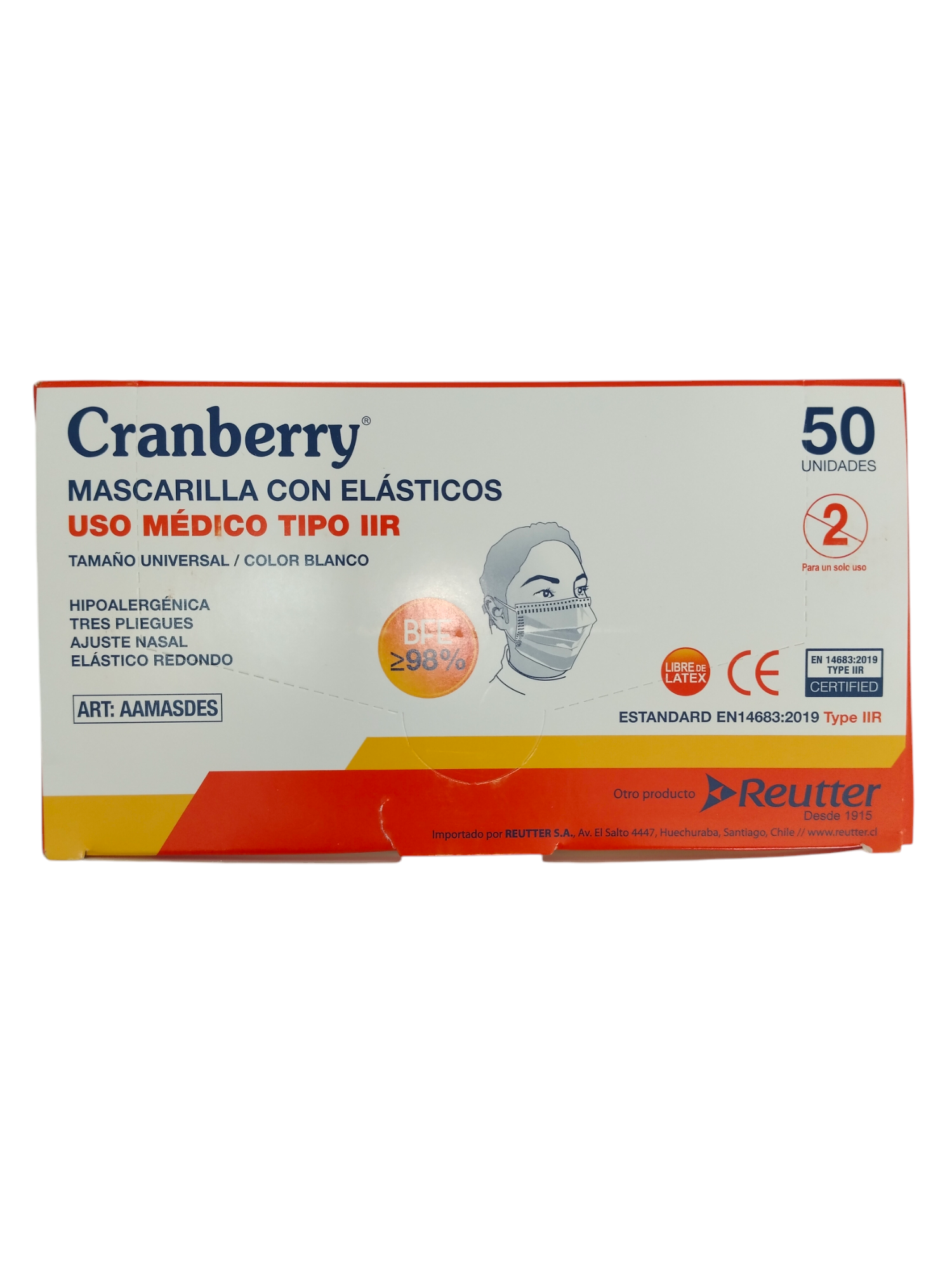 Mascarilla Con Elastico-Cranberry-50UN