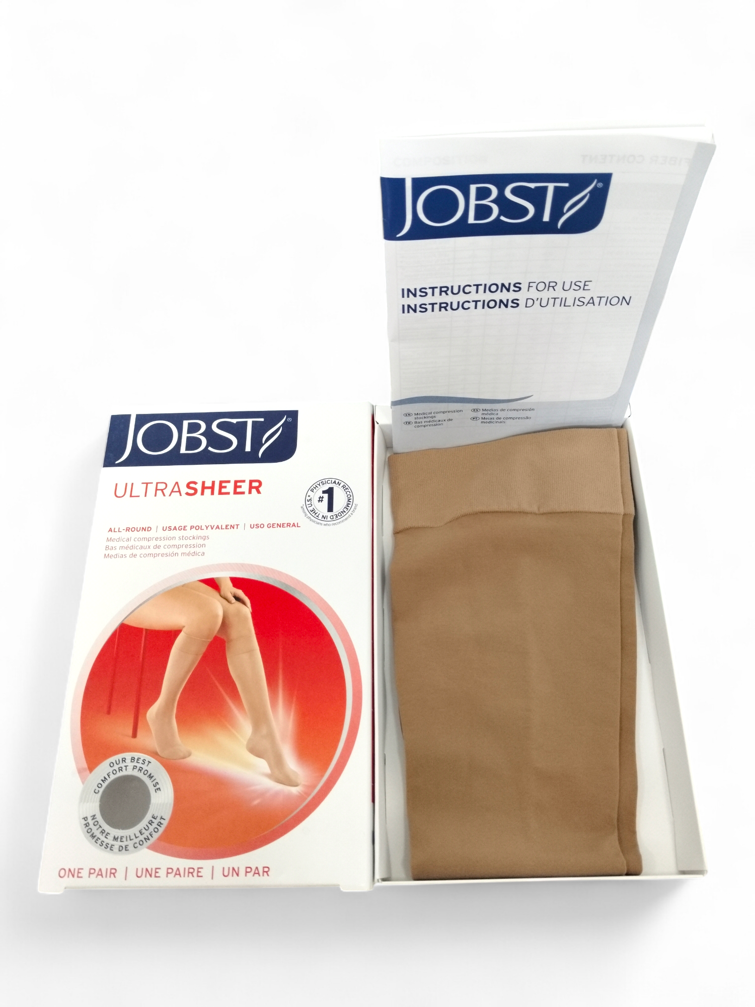 Jobst UltraSheer | Rodilla | 20-30 mmHg | Punta Cerrada | Color natural