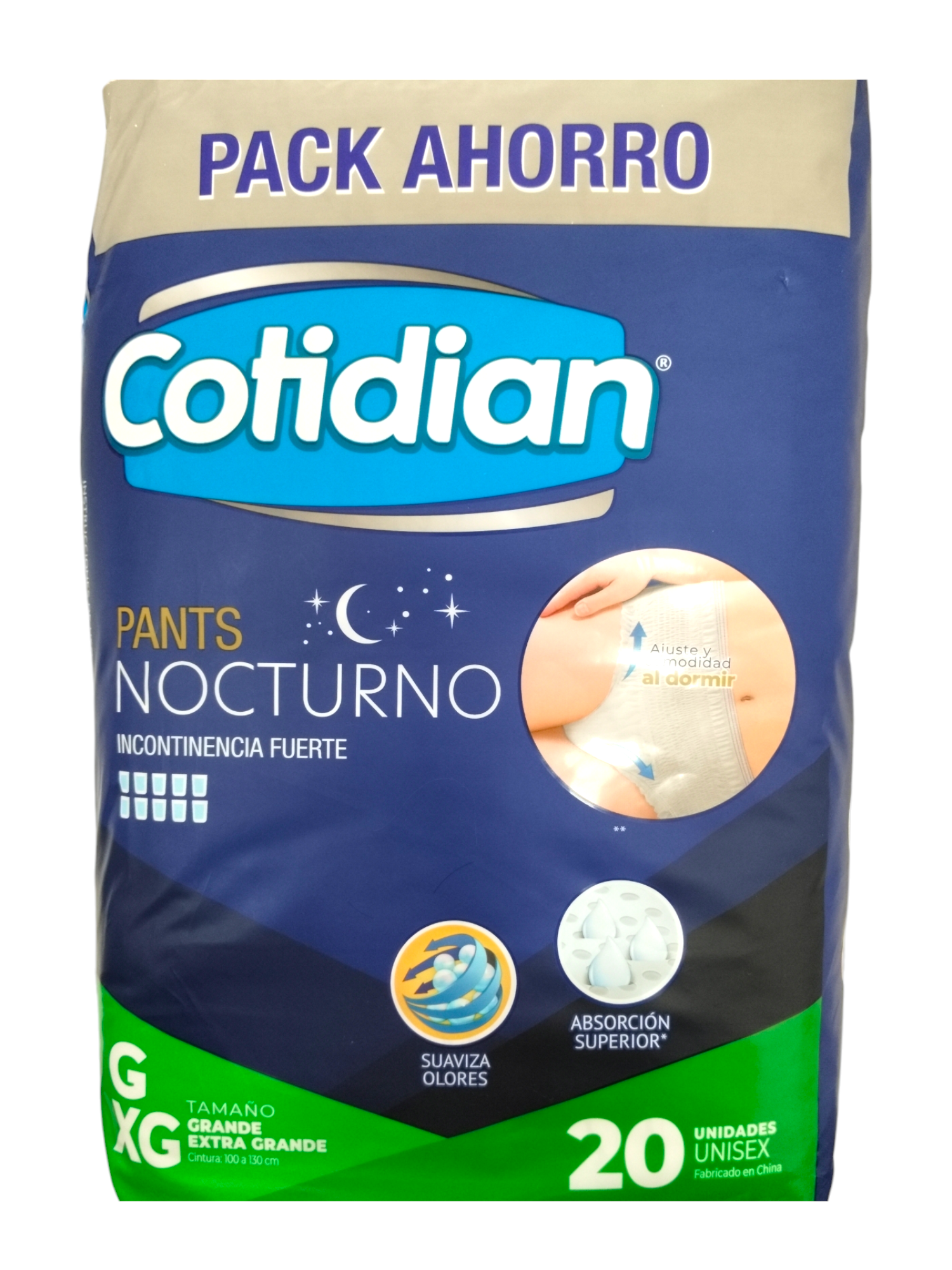 Pants Nocturno | Incontinencia Fuerte | Cotidian| 20 Unidades G/XG