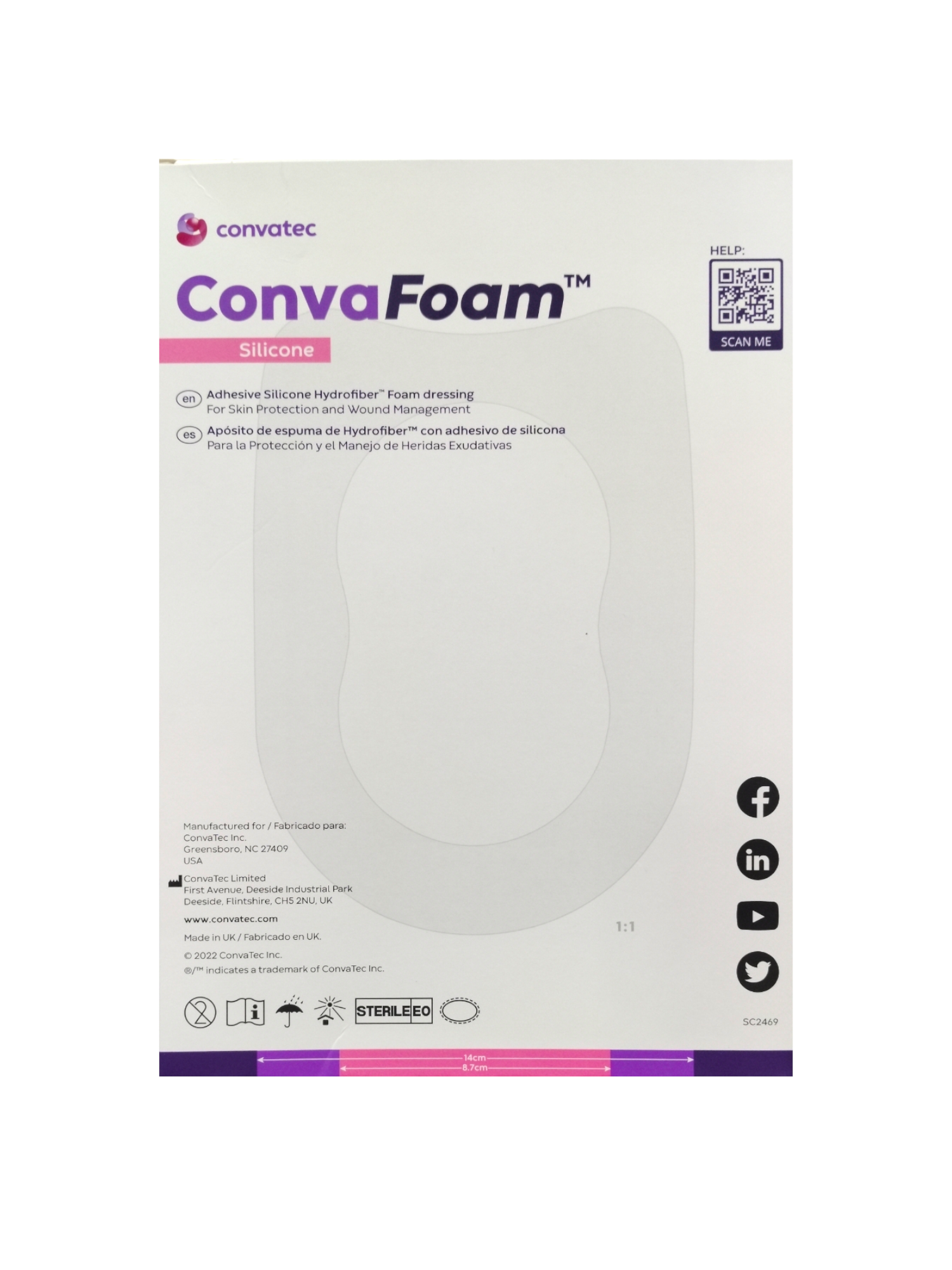 ConvaFoam | Silicone Multisite | 14 cm x 19.8 cm | Apósito de Espuma | Unidad