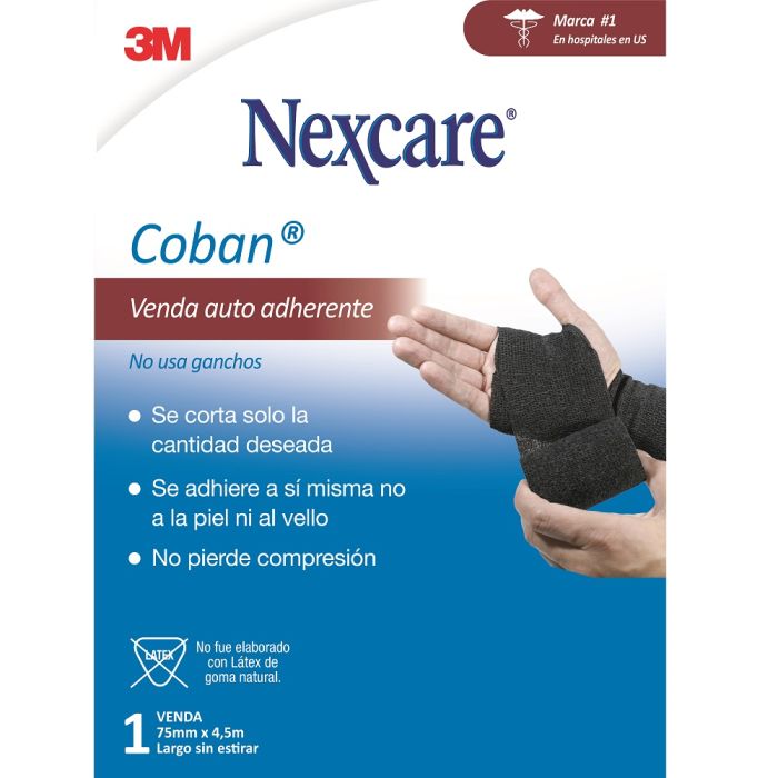 Venda Auto adherente Coban Nexcare 7,5 cm x 4,5 M Color Negra