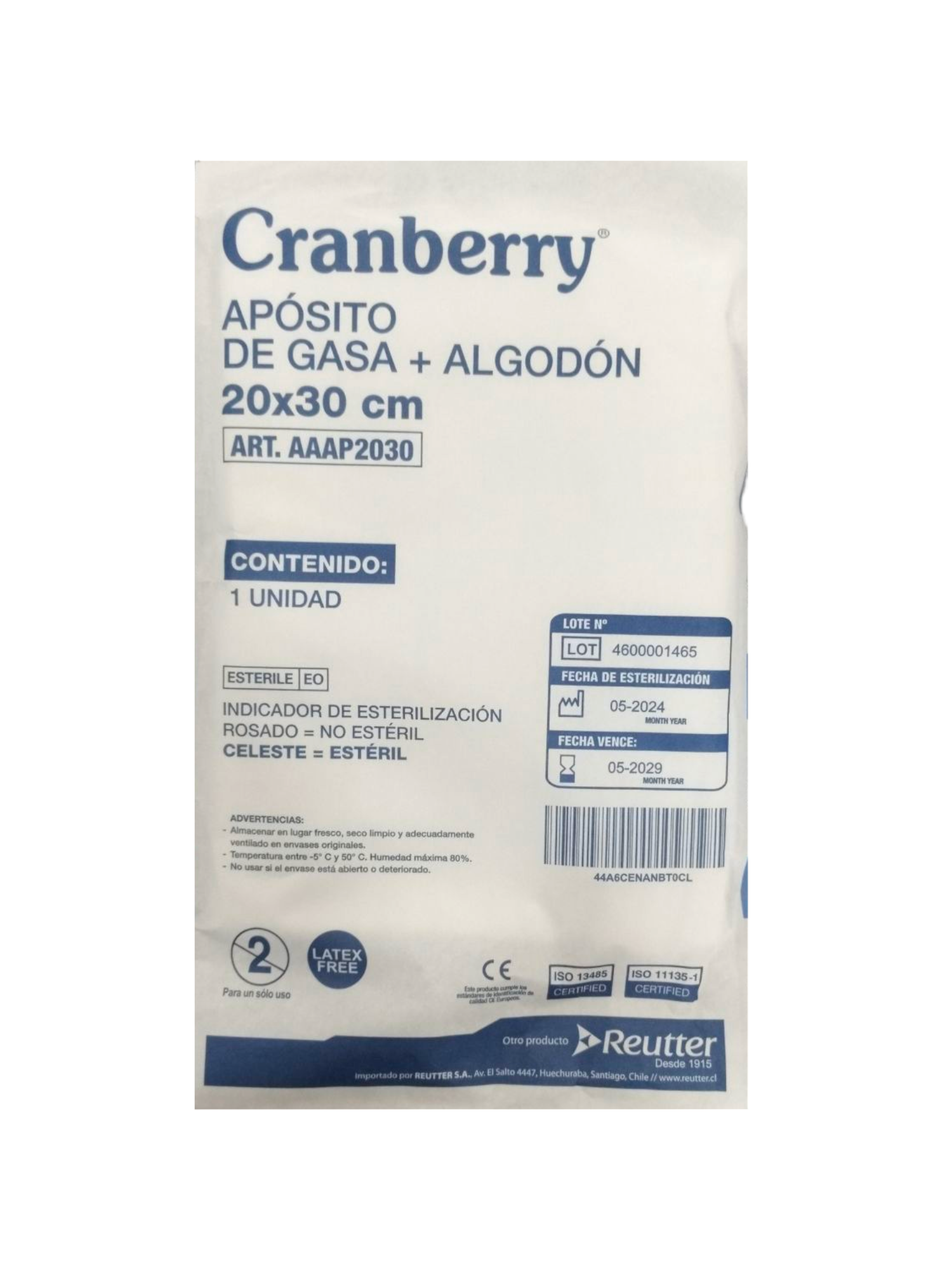 Apósito De Gasa + Algodón | 20 x 30 Cm | Cranberry | 3 Unidades
