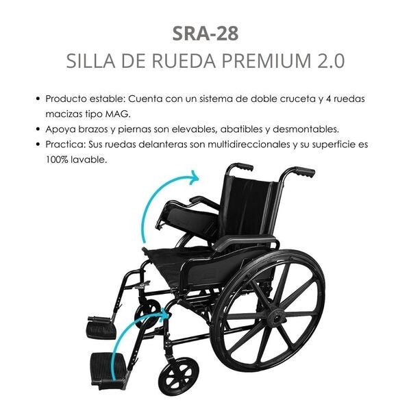 Silla De Ruedas | Premium 2.0 | Brazos Abatibles | Blunding |